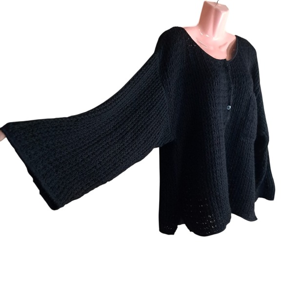 Claude Barthelemy Paris Sweaters - Claude Barthelemy Paris Oversized Sweater S Black 100% Wool Chunky Crochet Knit